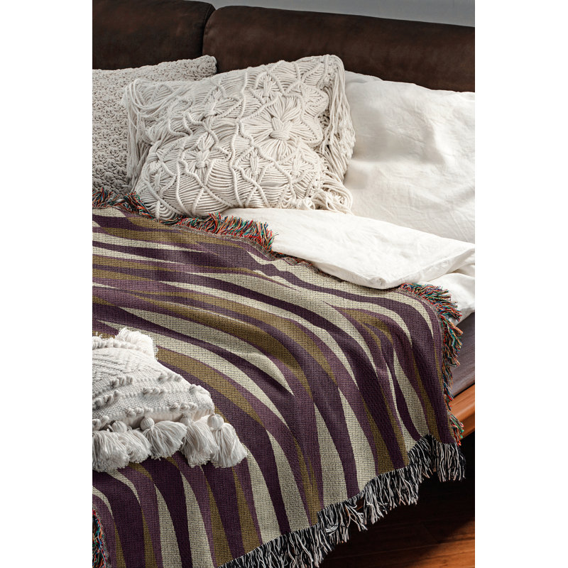 Jeté en mélange de coton Jordyn, Mauve, L 80 po x l 60 po
