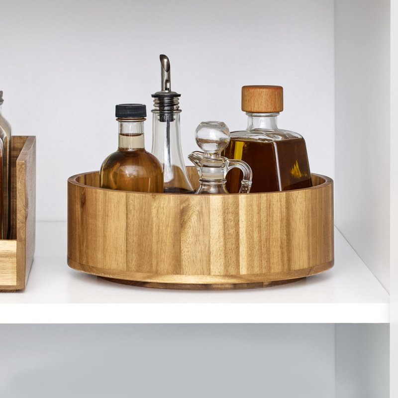 Natural Acacia Wood 10.5-Inch Revolving Lazy Susan Organizer