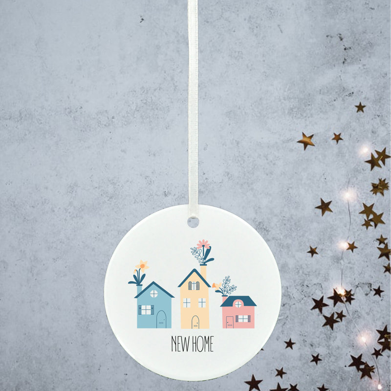 New Home Circle Shaped Shaped Ceramic Ornament
