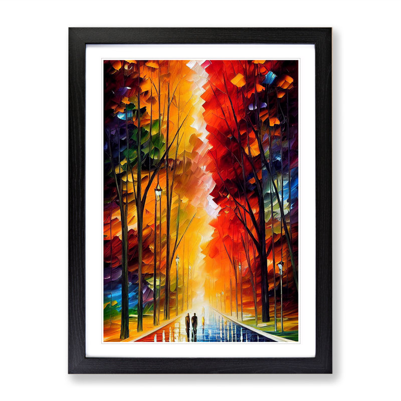 Vibrant Woodland Forest No.5 - Single Picture Frame Painting, Black Framed, 46cm H x 34cm W x 2cm D