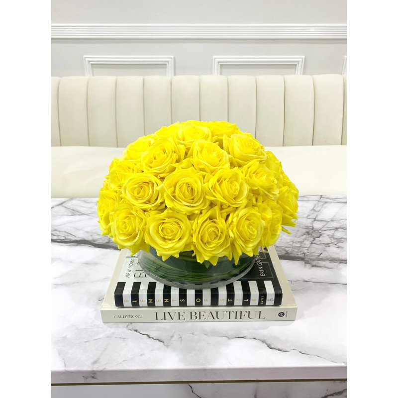 Large Dome Real-Touch Rose Centerpiece, Yellow