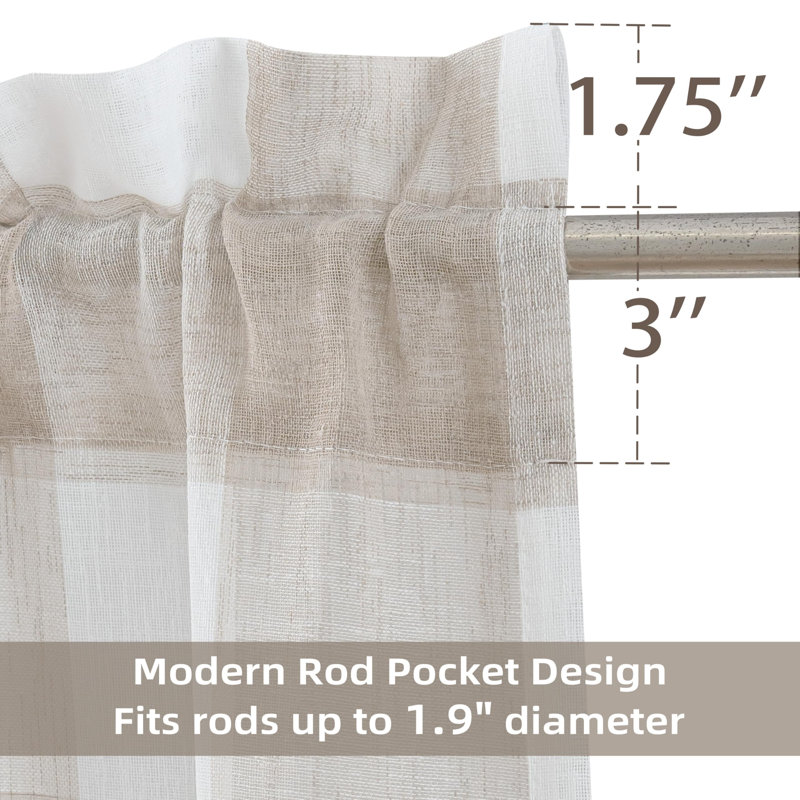 Kitchen Curtains Linen Textured Short Buffalo Woven Cafe Curtains for Living Room Bathroom Farmhouse Rustic Rod Pocket 4 Panels