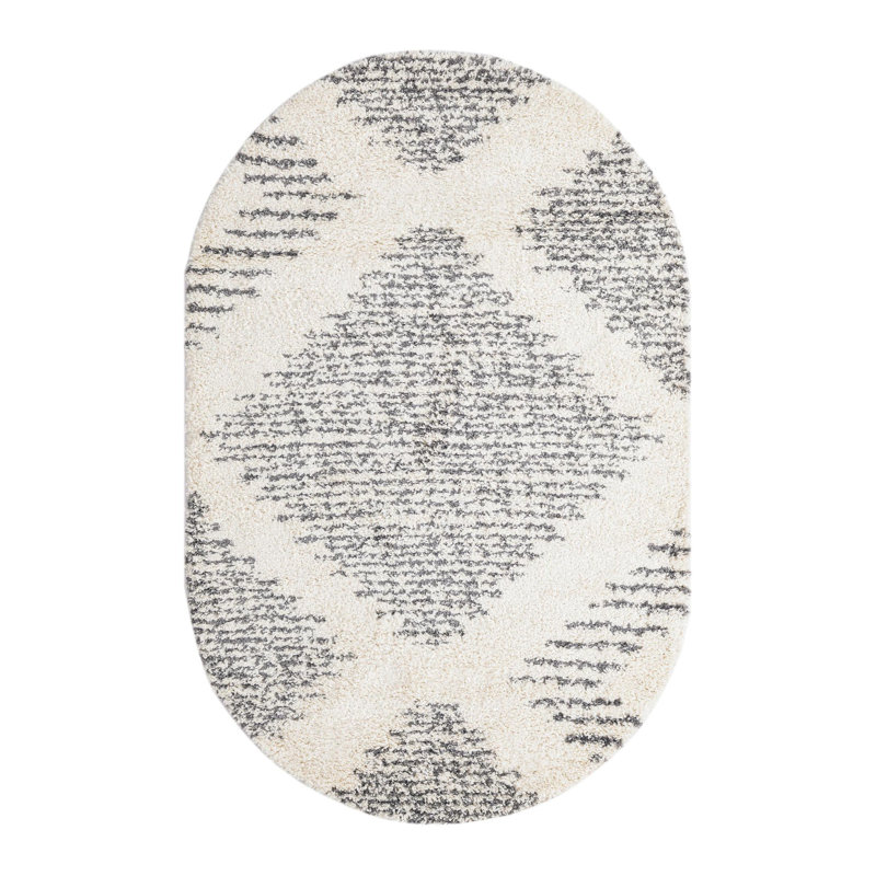 Tapis gris / blanc Rodney, Ovale 5 pi 3 po x 8 pi