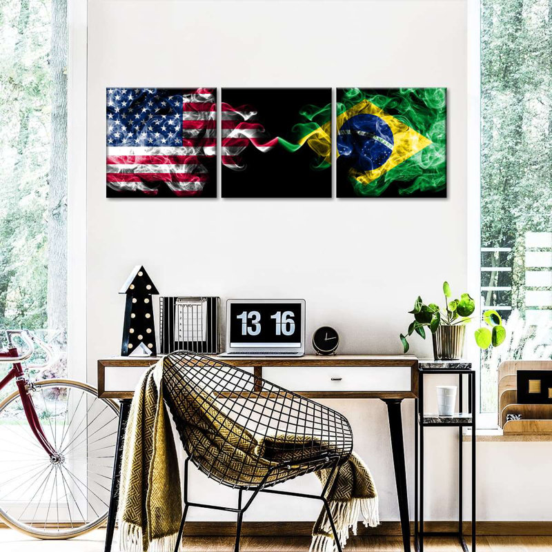 Ensemble de 3 drapeaux en toile tendue Smoky USA, H 8 po x l 26 po x P 1 po