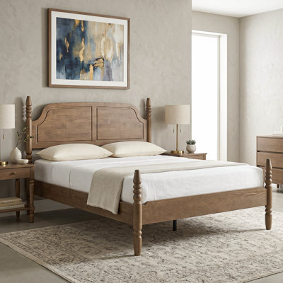 Elorien King Platform Bed Frame - ERB-46-K Wooden Headboard & Footboard with Metal Center Legs, 12 Durable Slats, No Box Spring Needed, Easy Assembly, Under-Bed Storage, Noise-Free & Non-Slip, Chestnut Brown