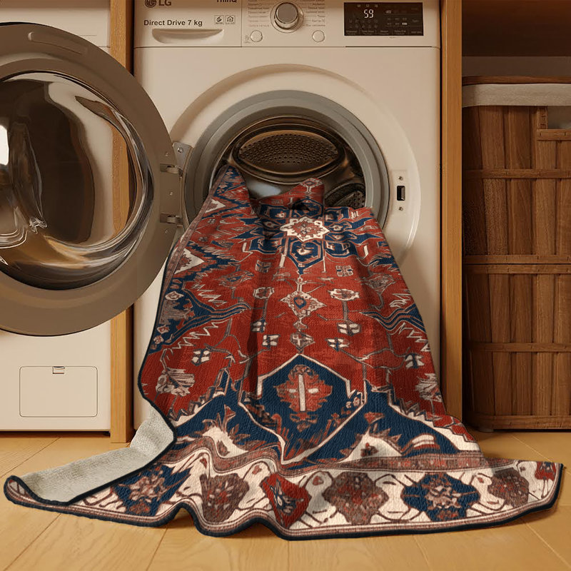 Tapis brun lavable à la machine, Carré 5 pi