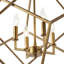 Lustre 4 lumières à cage géométrique en métal doré avec chaînette