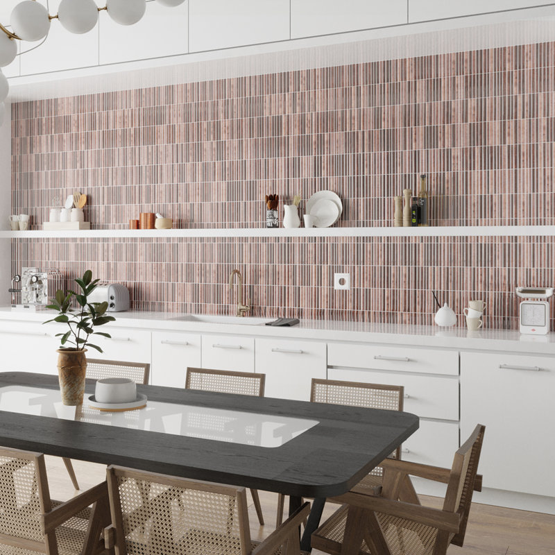 Rubik 5.88" x 11.75" Ceramic Patterned Tile, Red