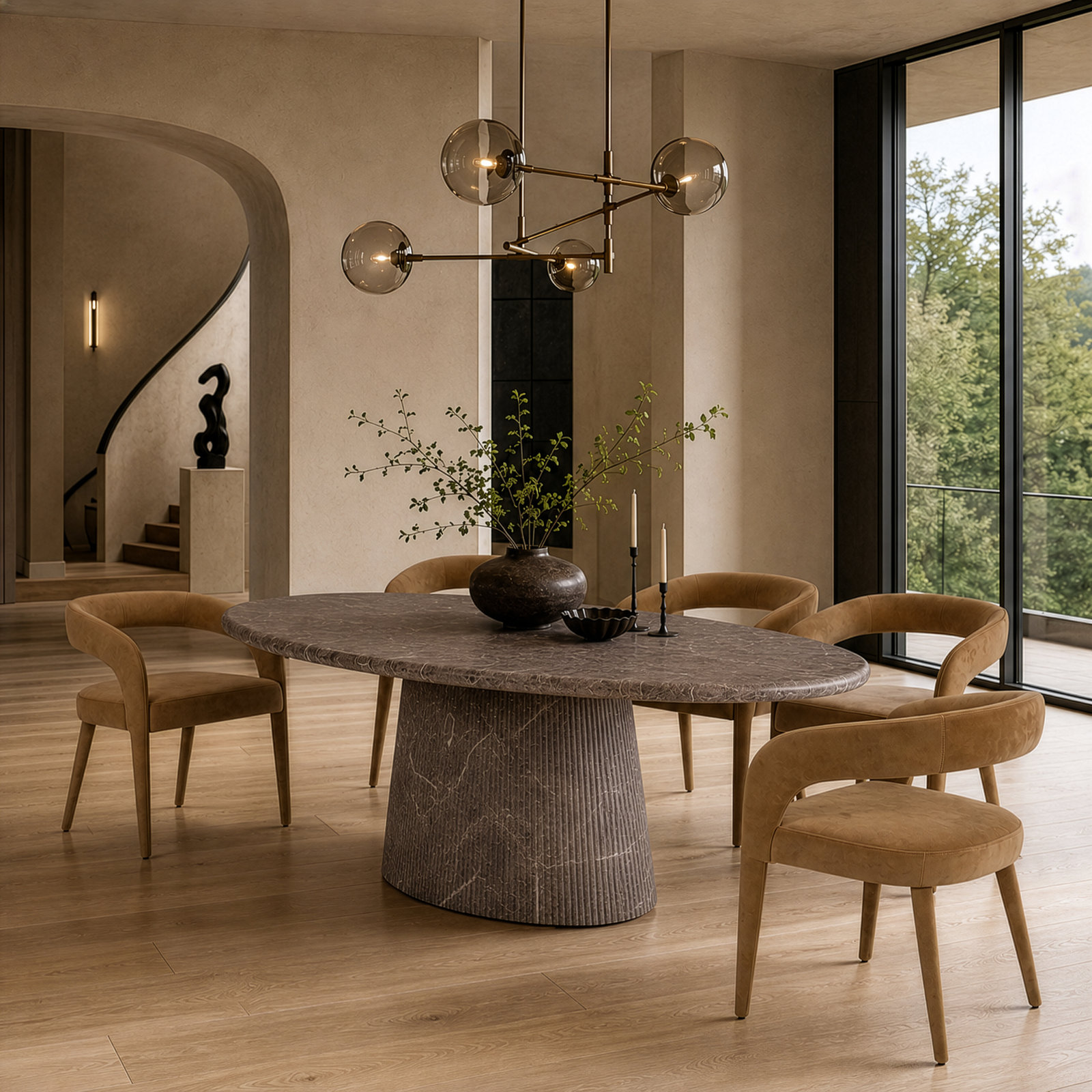 Freddi Velvet Dining Chair, Tan