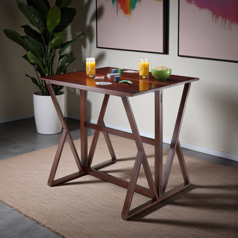 Buariki Rectangular High Table with Drop Leaf in Walnut Finish, 36.00" H X 39.00" W X 31.00" D
