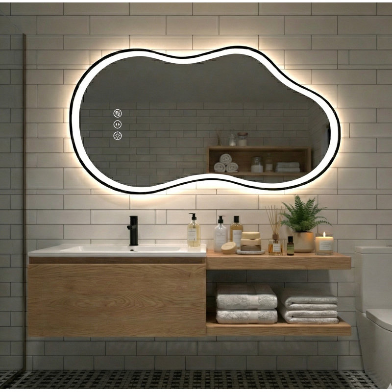 Miroir de salle de bain irrégulier, Doré, 26 po x 46 po