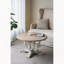 Table basse ronde en bois 31,5 x 31,5 x 18,5 po avec finition blanche patinée et pieds à volutes