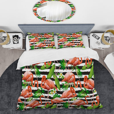 Green Tropical Leaves - Abstract Duvet Cover Set - Microfiber Polyester