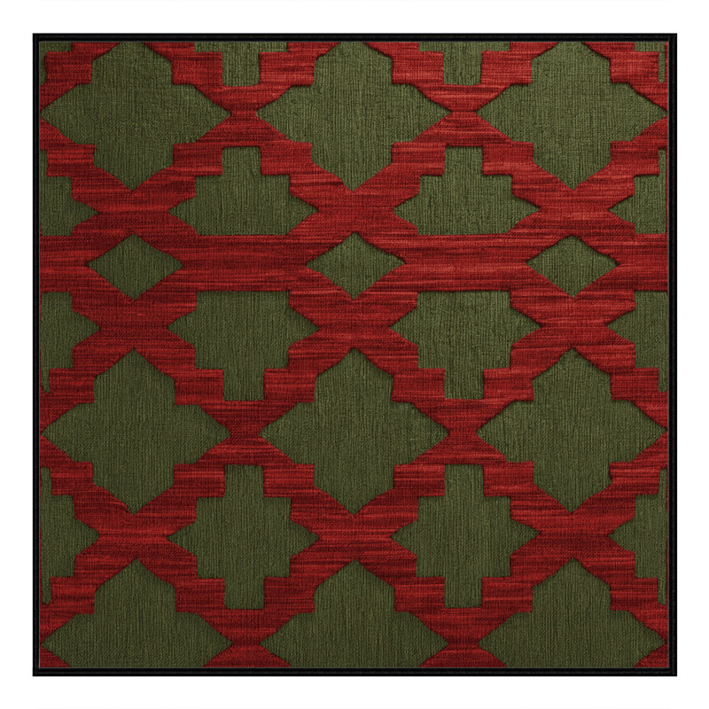 Tapis brun treillis lavable à la machine, Carré 8 pi
