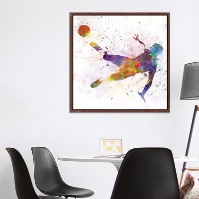 Man Soccer Football Player Flying Kicking V by Paul Rommer - Painting on Canvas