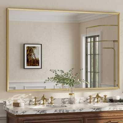 Amara Tempered Glass and Aluminum Alloy Framed French Cleat Mounted Wall Mirror