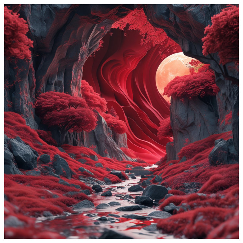 Rideaux de douche Red Moonlit Valley, L 70 po x H 93 po