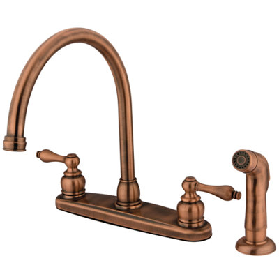 Kingston Brass Vintage Two-Handle 4-Hole 8" Centerset Kitchen Faucet with Side Sprayer
