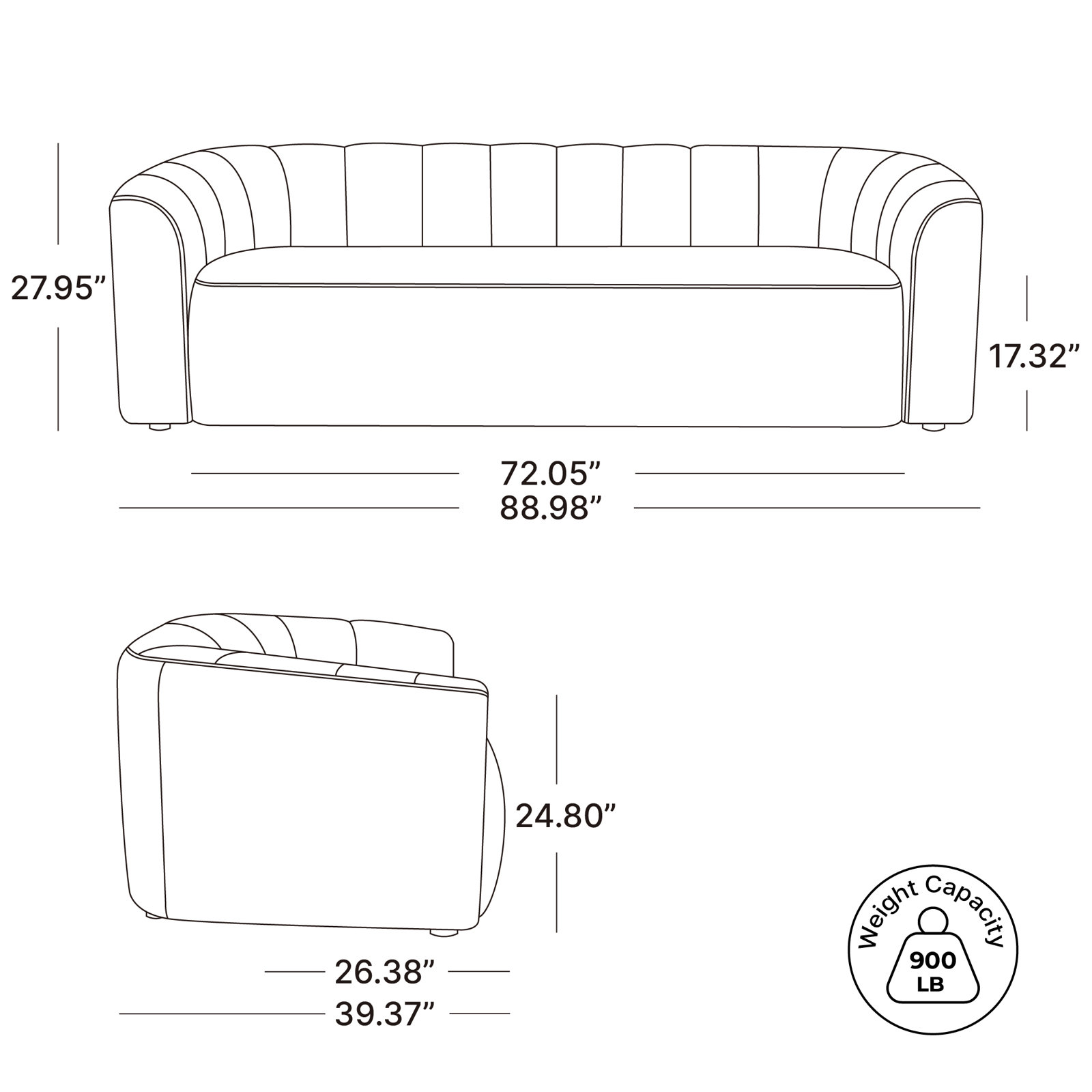 Augustine 89'' Upholstered Sofa, Merino Pearl Performance Boucle