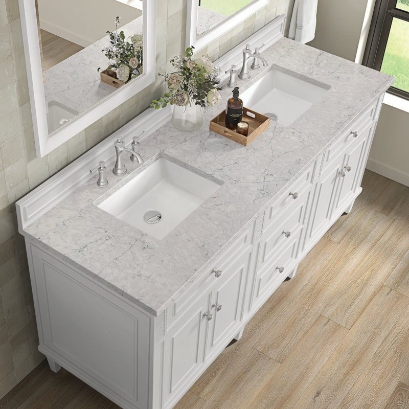 Lorelai 72'' W Double Vanity, Bright White, Eternal Jasmine Pearl, 8" Widespread