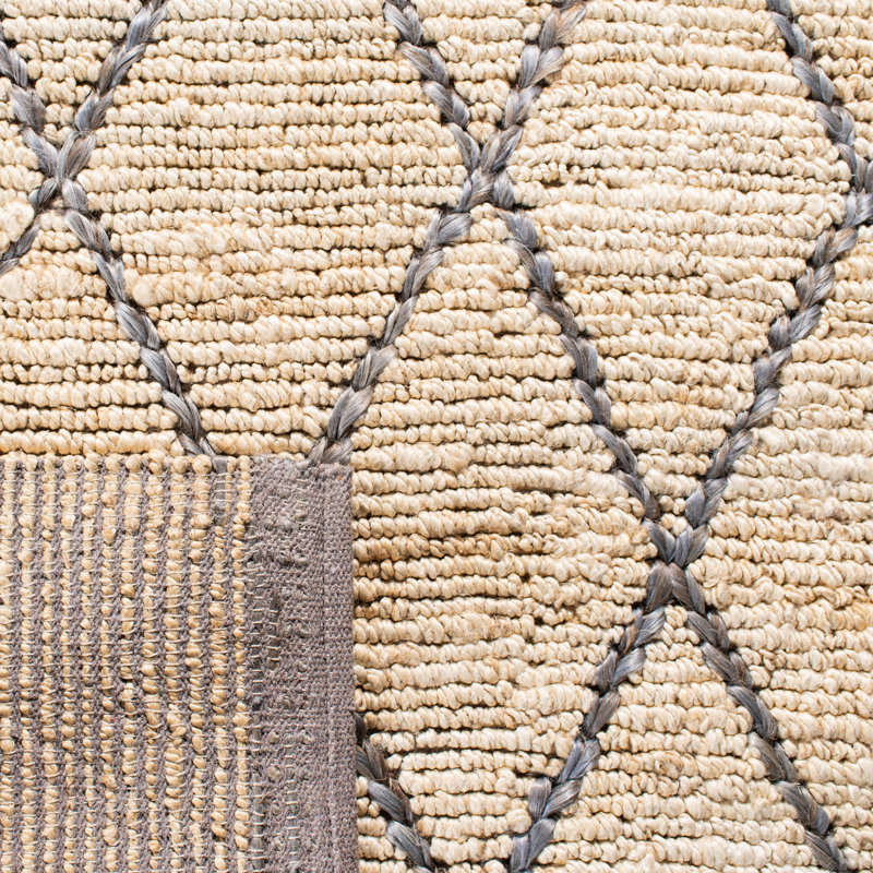 Frederika Natural Fiber Hand Woven Jute/Cotton Geometric Rug in Natural/Gray, Rectangle 3' x 5'