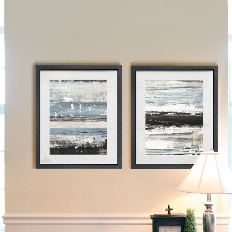 « Icy horizon I », ensemble de 2 reproductions d’art sur papier encadrée