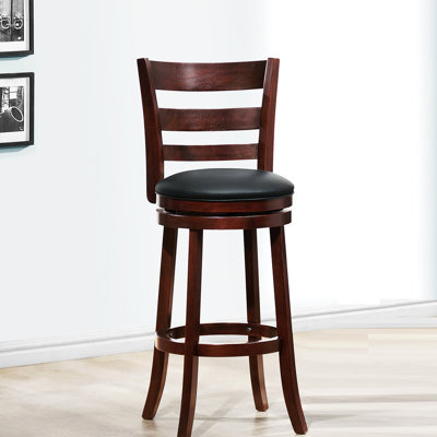 360-Degree Swivel Bar Chair Comfortable Footrest Solid Wood Furniture 1Pc