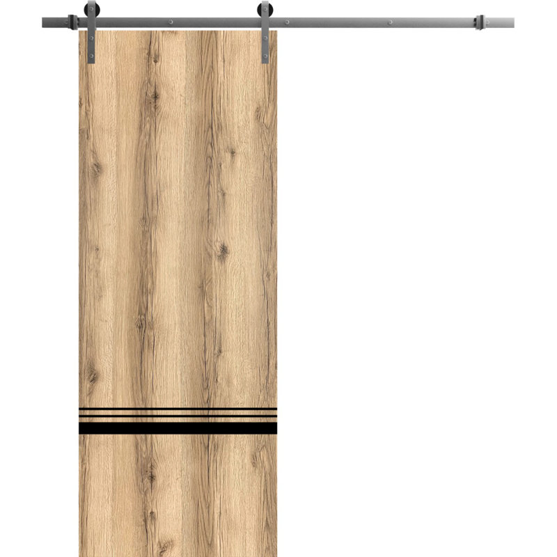Porte de grange en bois massif massif, Chêne, 36 po x 84 po