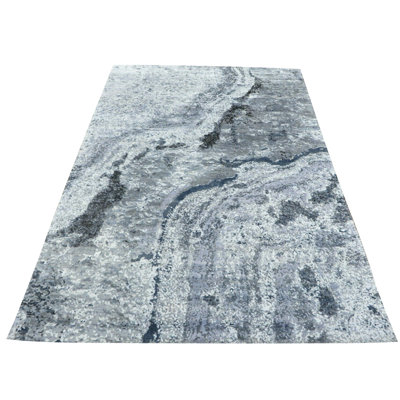 Tapis gris perle 8 pi 8 po x 12 pi 3 po main one-of-kind noué la Courtlyn