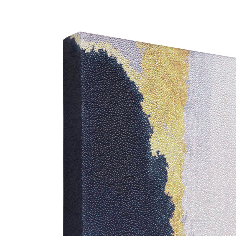 Silver Elegance I Abstract Canvas Wall Art in Blue, Gold, and Silver