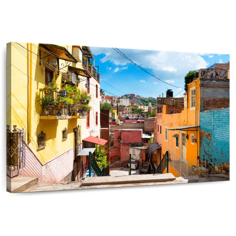 Scène de rue colorée Kavia, Guanajuato, H 8 po x l 12 po
