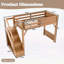 Lit mezzanine simple en bois massif avec garde-robe intégrée, rangement et tablettes à côté, garde-corps pleine longueur, escalier, aucun sommier requis, naturel profond-133491227-133491225