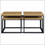 Ensemble de tables basses 3 pièces avec dessus en bois de manguier et cadres en métal noir, parfait pour les salons de style industriel