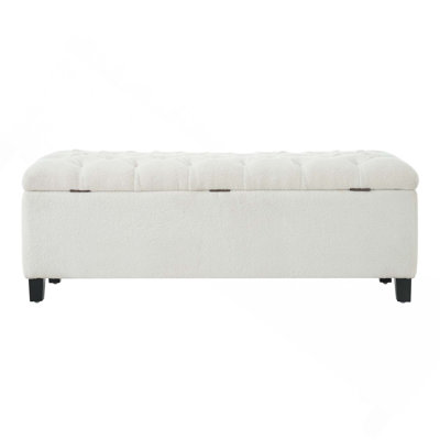 Banc de repose-pieds multifonctionnel avec charnières à pression intelligentes et amplement de solution de rangement pour les espaces rangés