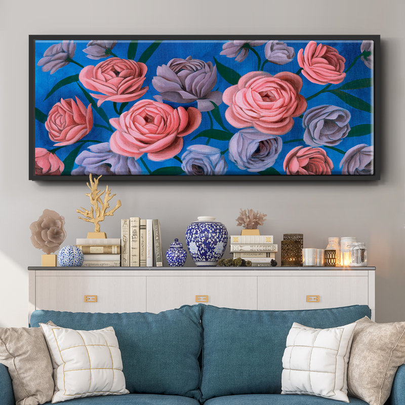 Layered Petals III- Framed Canvas, 8" H x 20" W