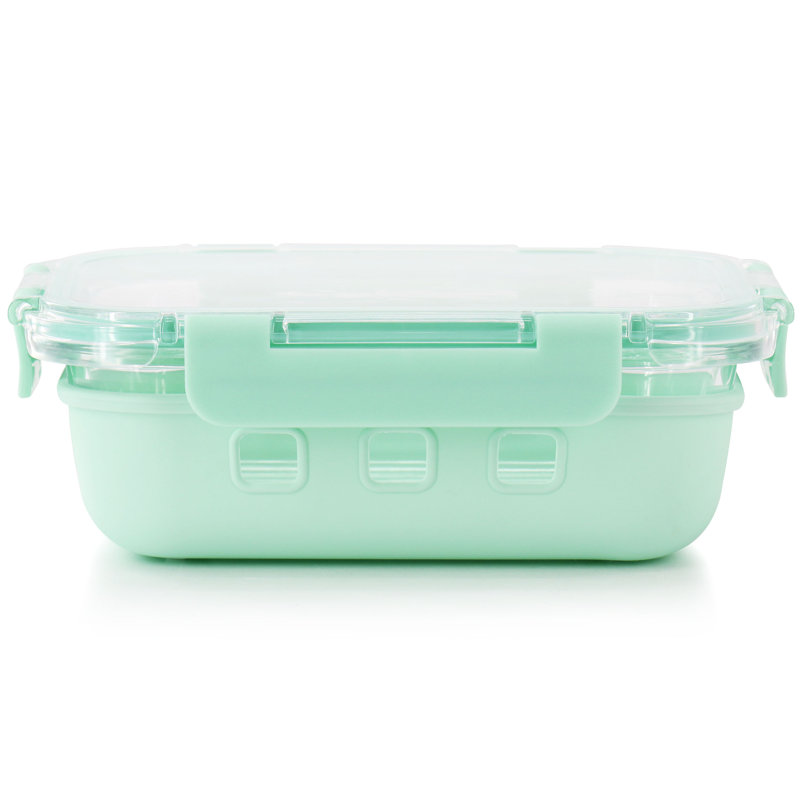 Martha Stewart 21 Ounce Glass Container with Snap On Lid in Mint