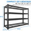 Étagère de rangement en métal robuste à 5 niveaux, étagère réglable, l 60 po x P 24 po x H 78 po, noir-1471323014