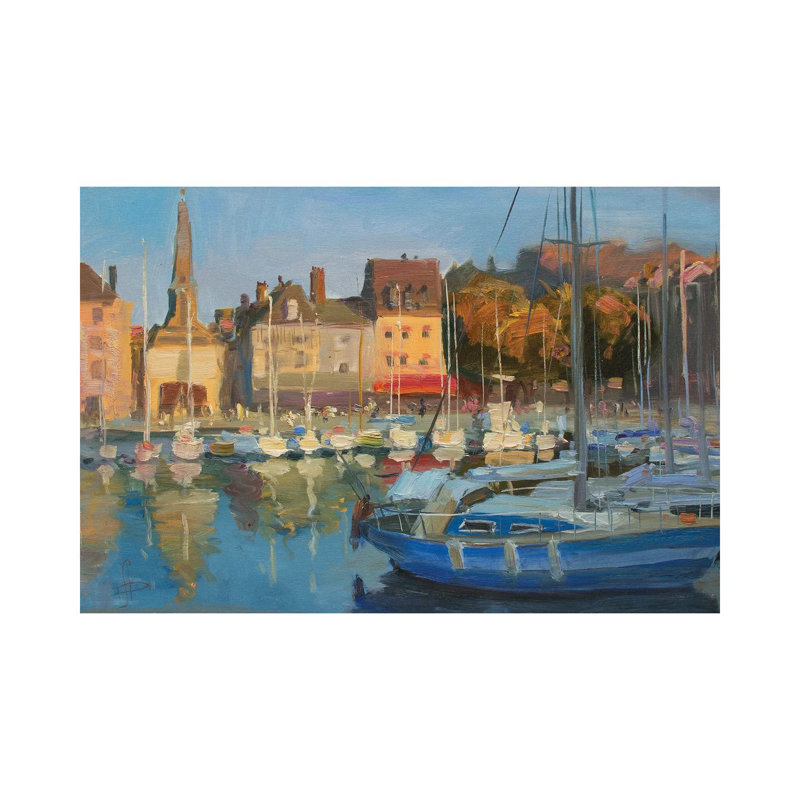 Yachts Honfleur France by CountessArt - No Frame Gallery-Wrapped Canvas Giclée on Canvas, 20.32cm H x 30.48cm W