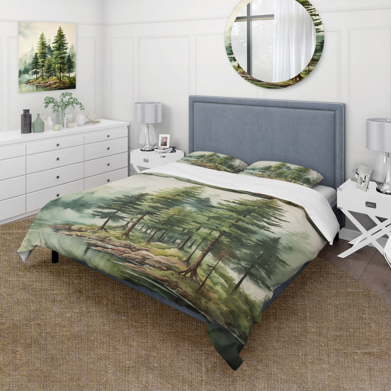 Ensemble de housse de couette en microfibre / polyester Green Pine Tree Eernal Guardians III