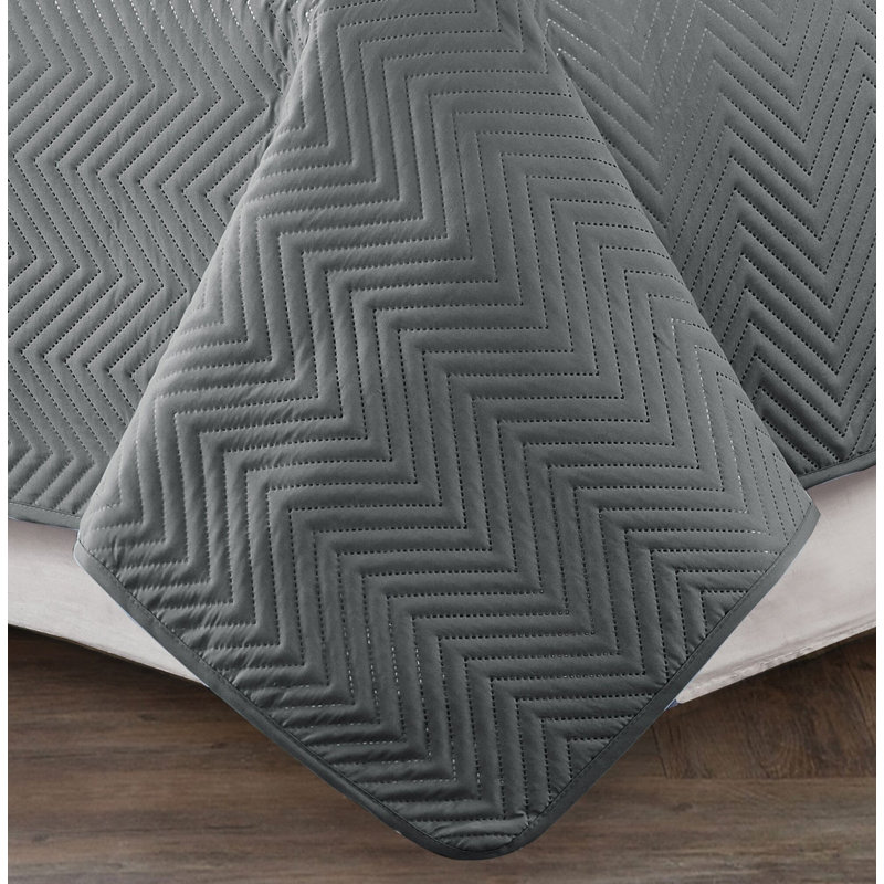 Ensemble de surfaces réversibles Wabbaseka, Courtepointe double / grand et 2 taies décoratives, Gris