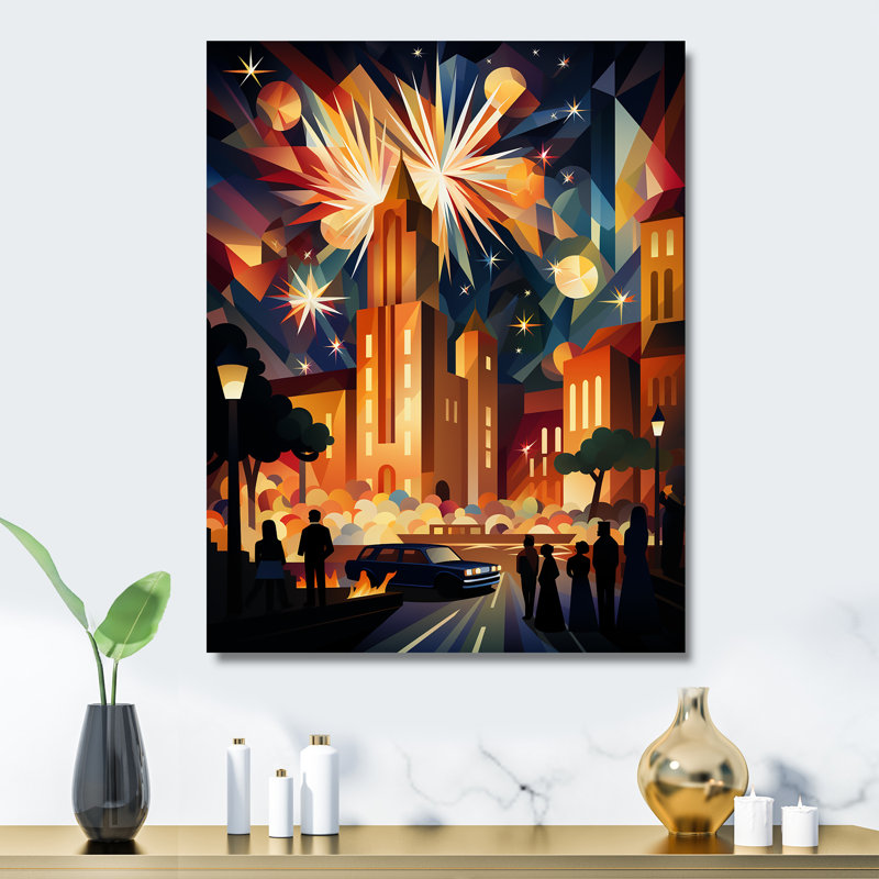 Cubic Sunset Cityscape - City, art mural en métal Art déco, H 20 po x l 12 po x P 1 po