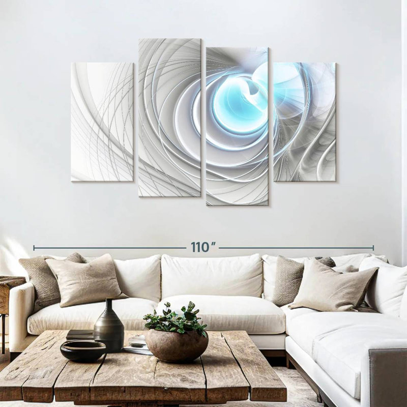 Avery Blue White Grey Abstract, 54" H x 84" W
