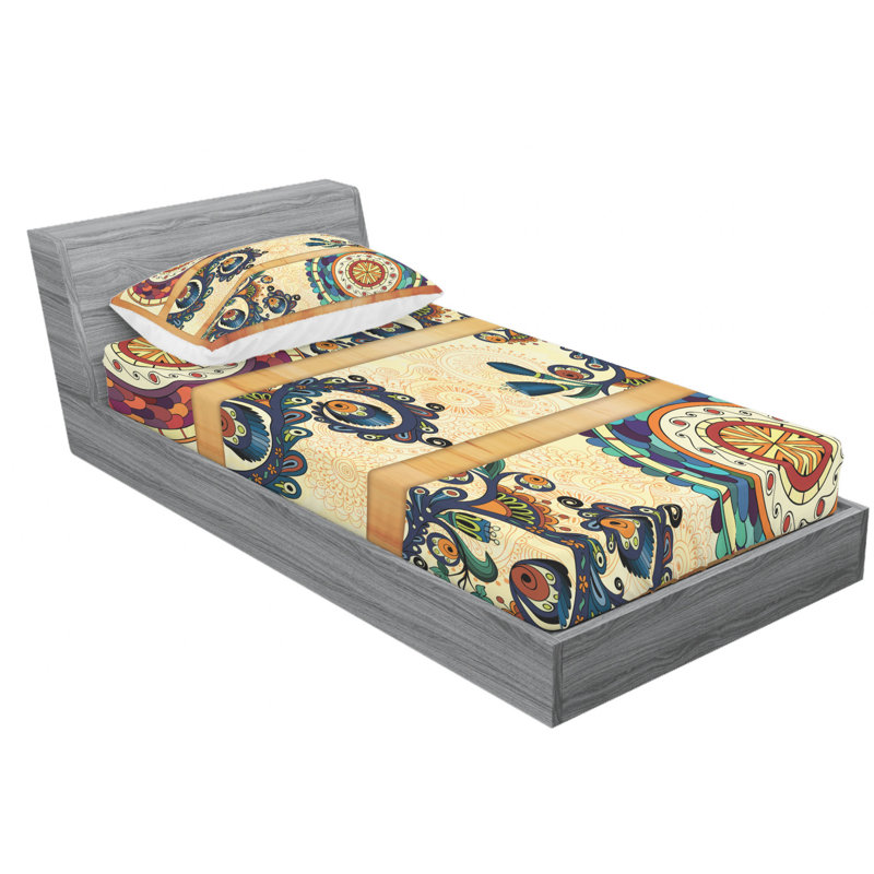 Microfiber Floral Sheet Set, Twin XL Sheet Set with Fitted Sheet