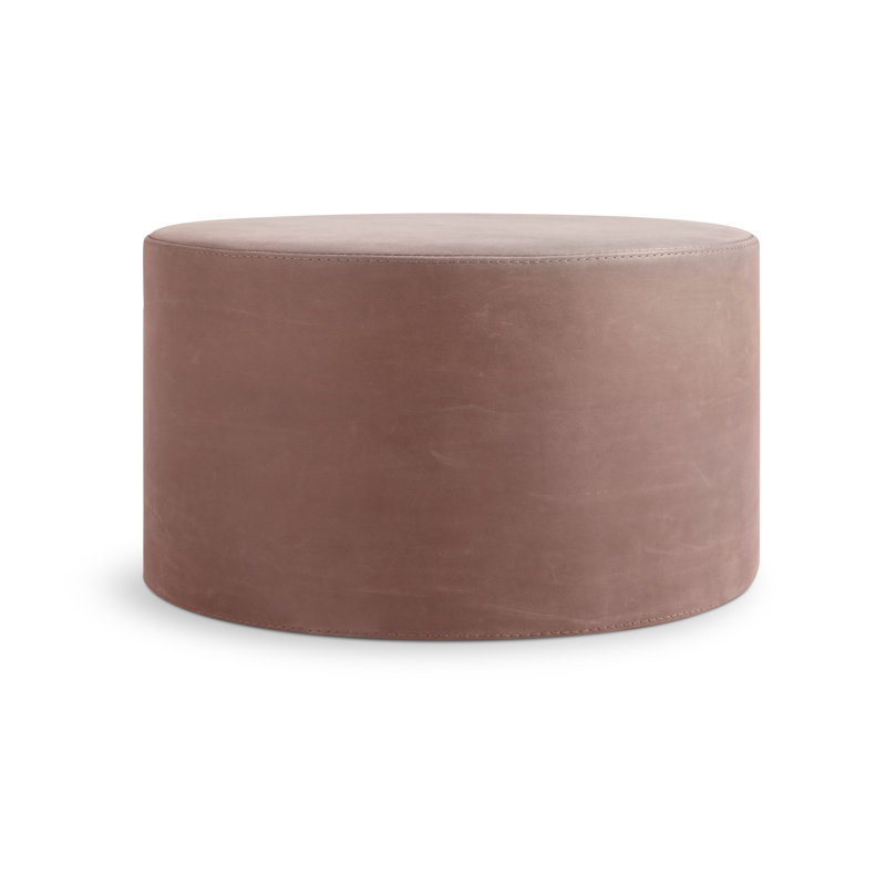 Bumper Upholstered Ottoman, Oyster Genuine Leather