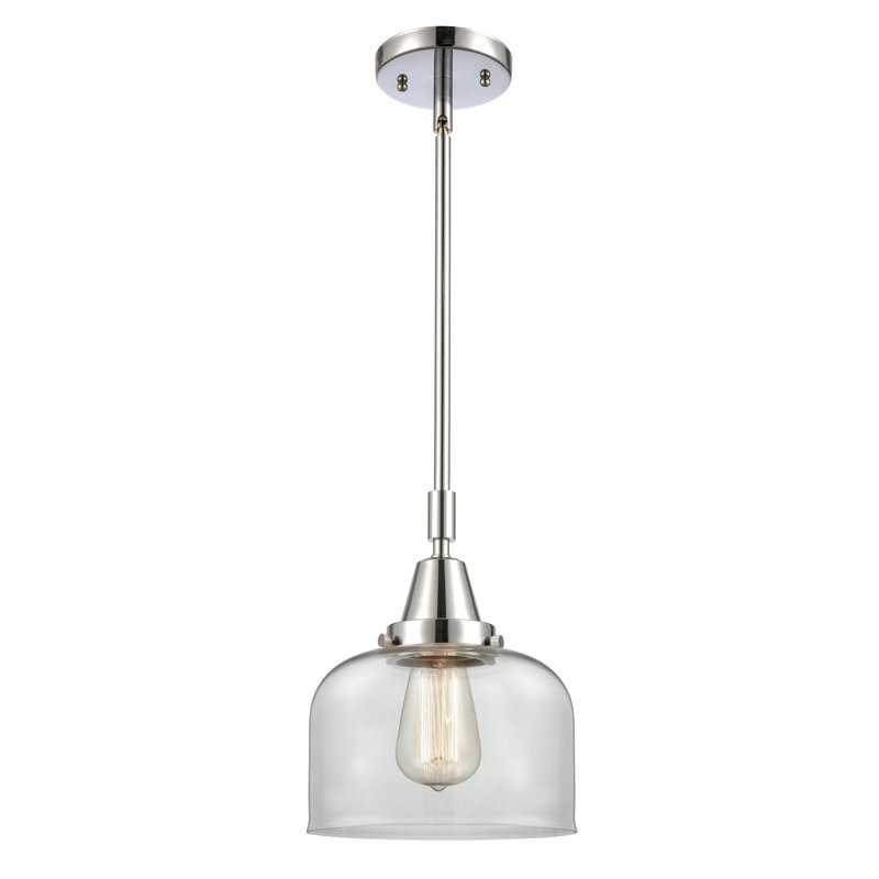 Luminaire suspendu 1 lumière à une cloche, Transparent, H 44,12 po x l 8 po x P 8 po, Chrome poli