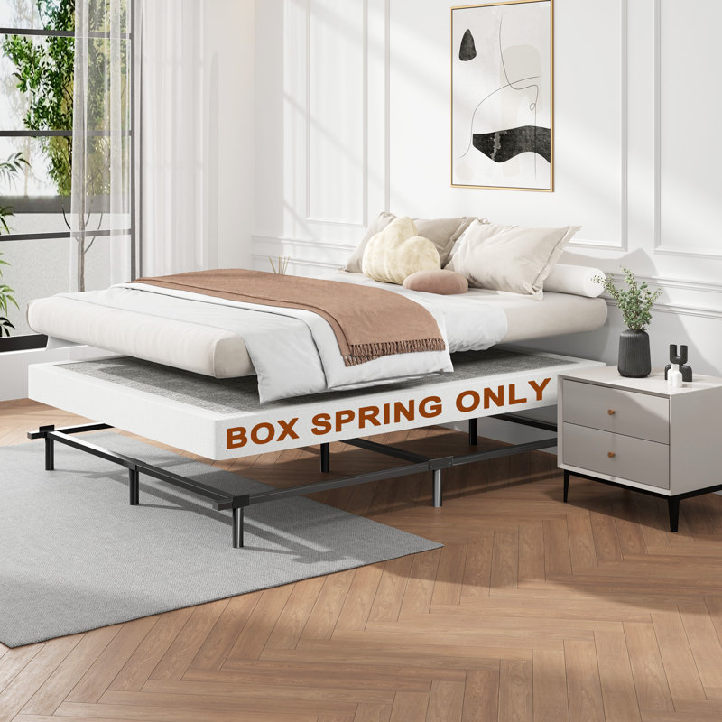 Sommier tapissier à profil bas de 5 pouces avec base de matelas en tissu facile à assembler, 5", Très grand lit