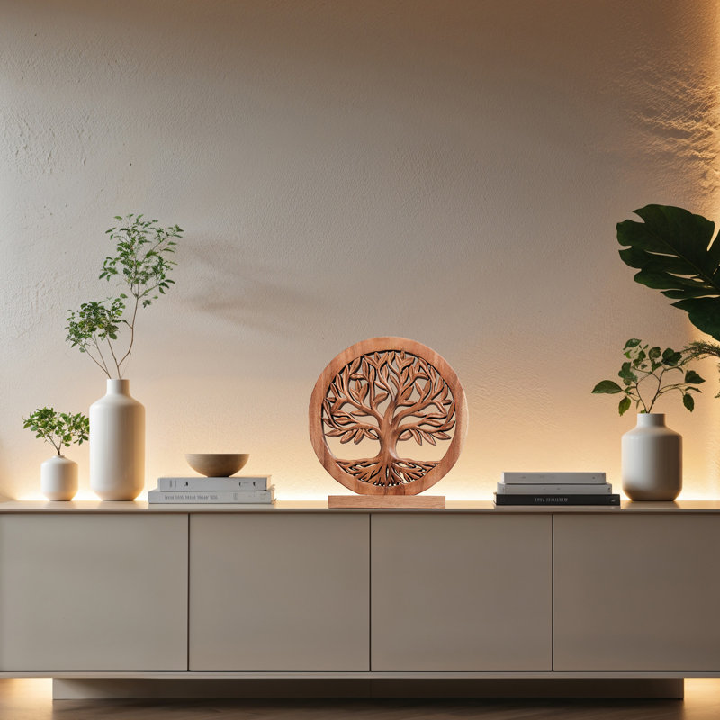 Triana Wooden Tree of Life Handmade Sculpture (Large Size) - Wooden Art for Living Room Shelf, Table Top, and Christmas Decor