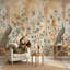 Papier peint paon, vignes botaniques, arches classiques amovibles, décoration murale-100453043-100453040