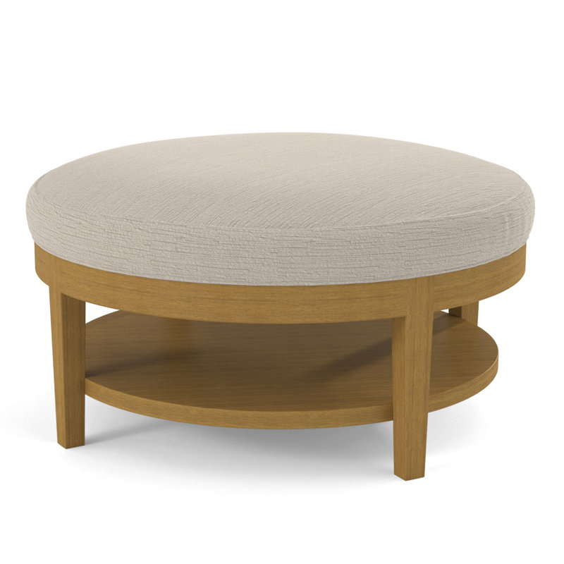 Midtown Upholstered Ottoman, Beige Performance Fabric; 0851-73, Honey Finish