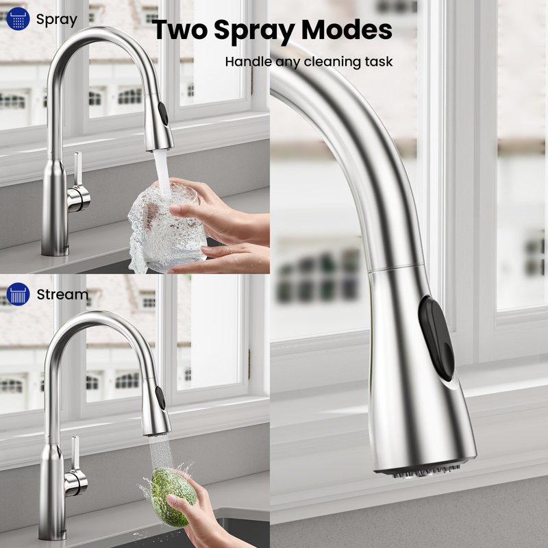 JOMOO Single Handle Premium Pull-down Kitchen Faucet Chrome Finish 360° Rotation Pull-out Kitchen Mixer Faucet